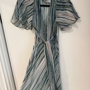 Diane Von Furstenberg Multicolor Striped Long Sleeve Dress